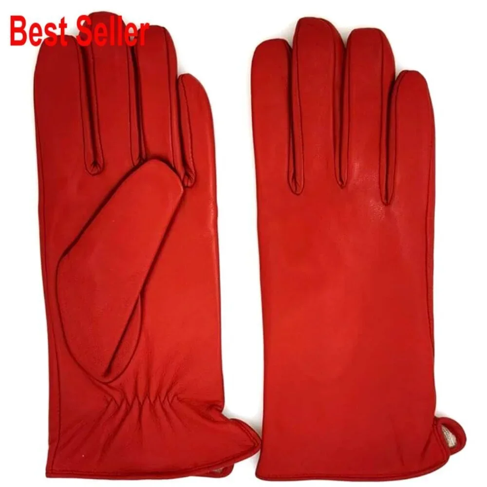 Cashmere Lined Sheepskin Leather Gloves Touchscreen Winter Driving